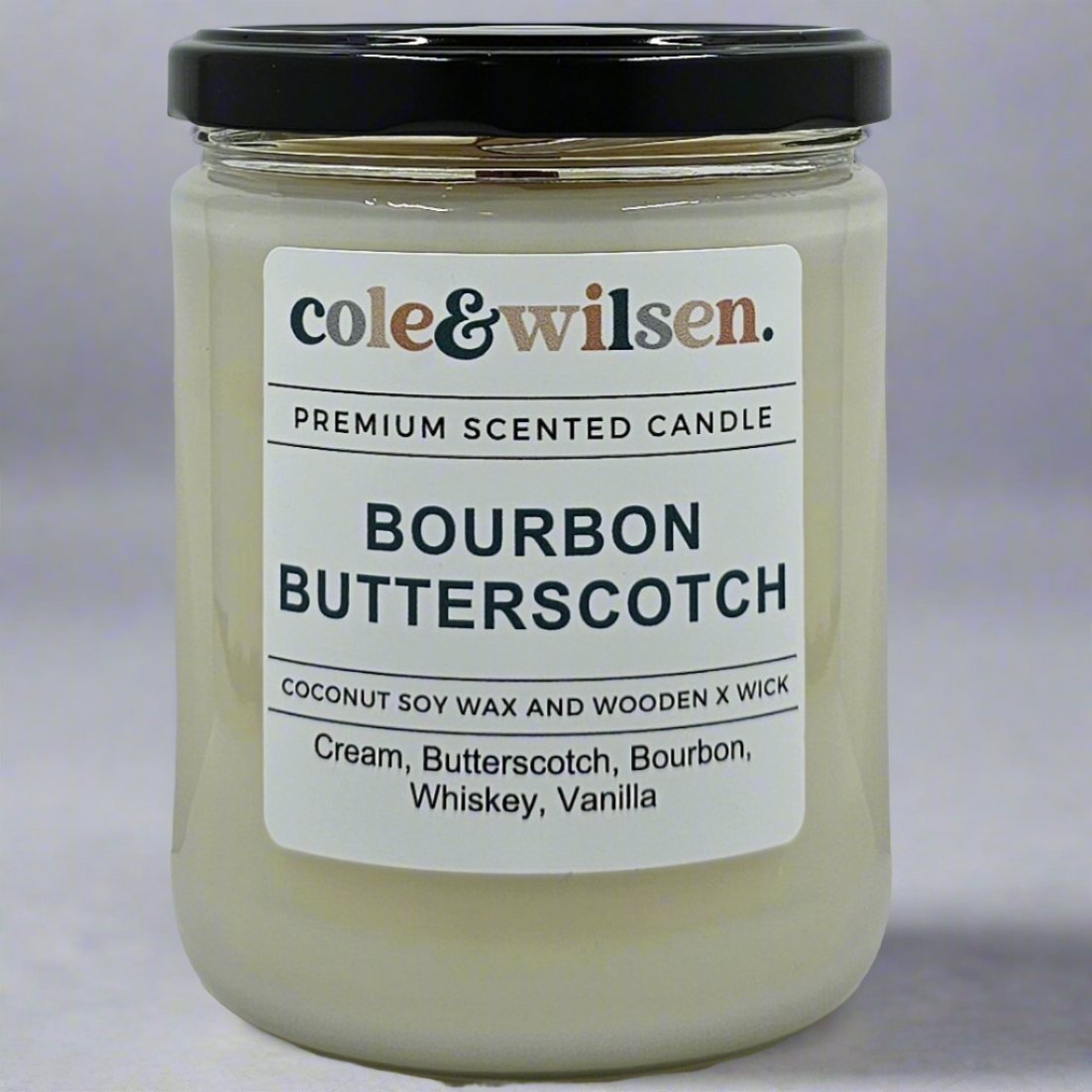 Bourbon Butterscotch Candle with Wooden X Wick