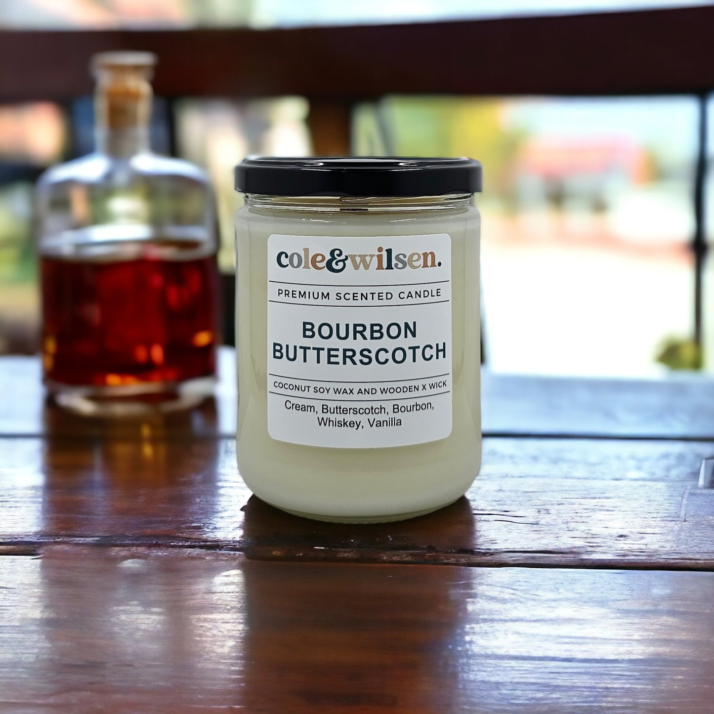 Bourbon Butterscotch Candle with Wooden X Wick