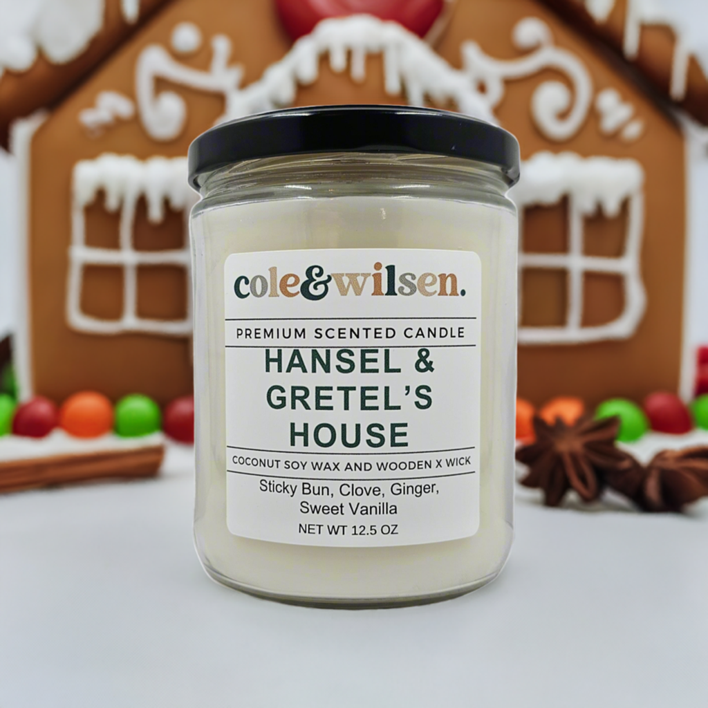 Hansel & Gretel's House Candle with Wooden X Wick