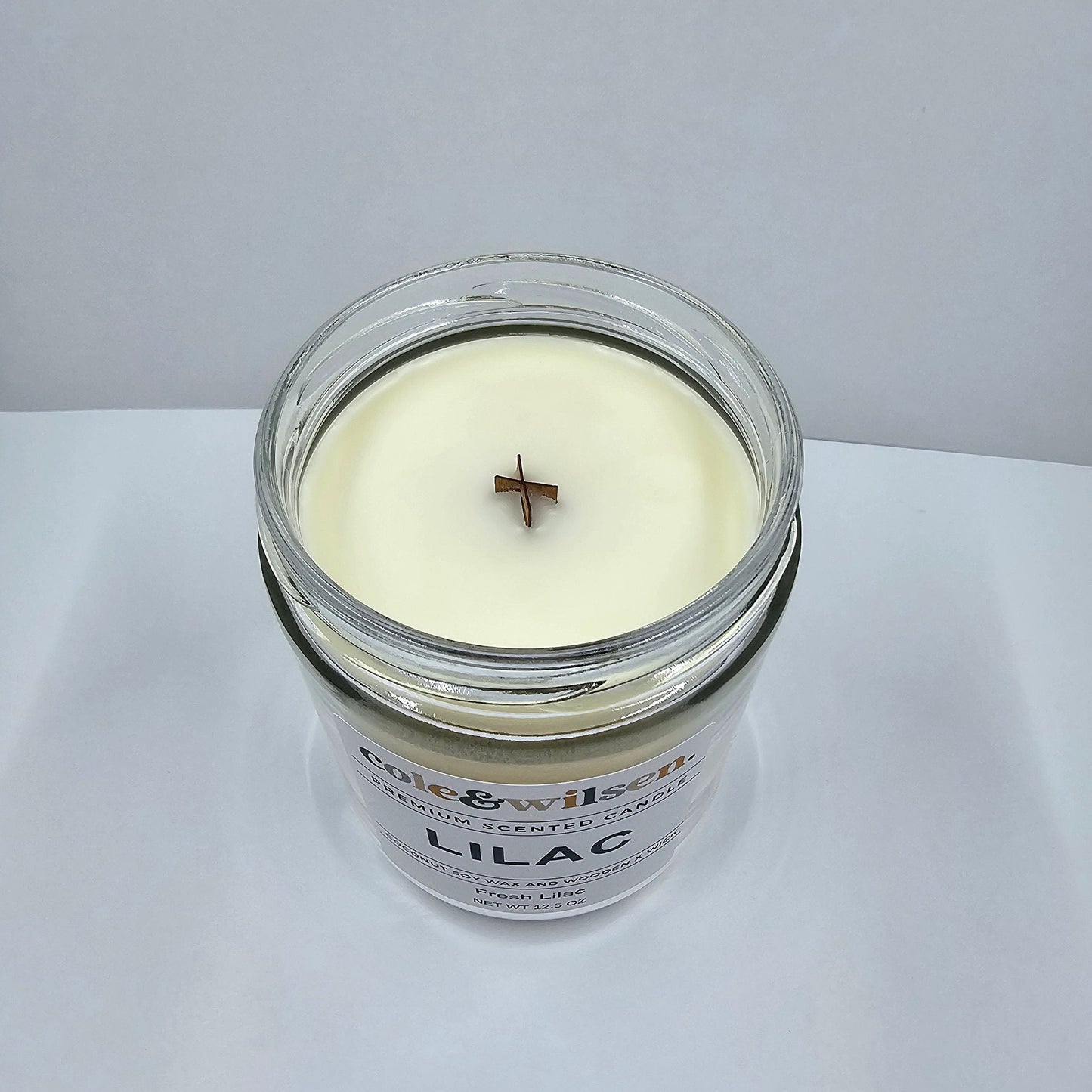 Lilac Candle with Wooden X Wick